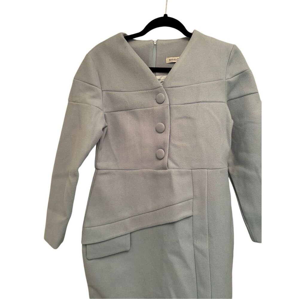 NWT boutique baby blue felt dress - size XS
